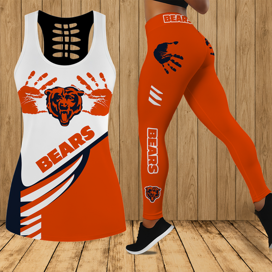 [TOUCHDOWN DEAL] NEW CUSTOMIZED NFL26 CCB CHICAGO BEARS HOLLOW TANK TOP & LEGGINGS SET