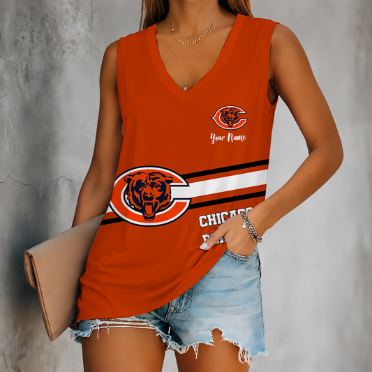 [TOUCHDOWN DEAL] NEW CUSTOMIZED NFL26 CCB CHICAGO BEARS WOMEN'S V-NECK TANK TOP