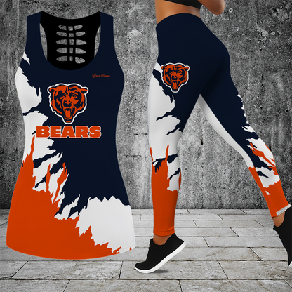 [TOUCHDOWN DEAL] NEW CUSTOMIZED NFL26 CCB CHICAGO BEARS HOLLOW TANK TOP & LEGGINGS SET