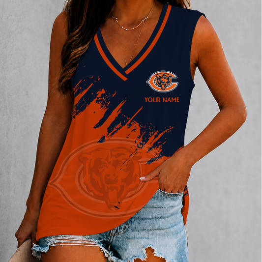 [TOUCHDOWN DEAL] NEW CUSTOMIZED NFL26 CCB CHICAGO BEARS WOMEN'S V-NECK TANK TOP