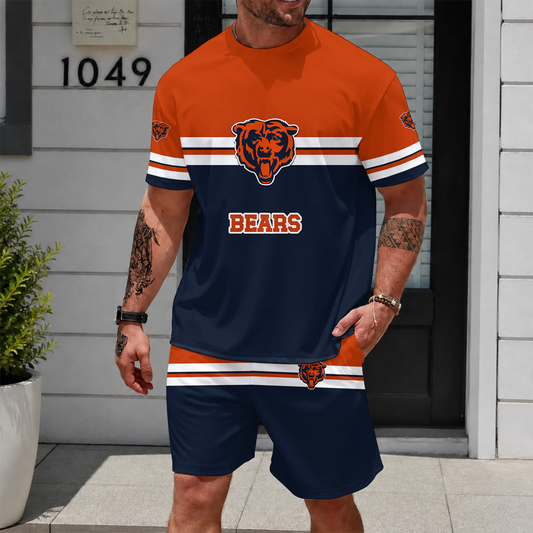 [TOUCHDOWN DEAL] NEWCUSTOMIZED NFL26 CCB CHICAGO BEARS UNISEX T-SHIRT & SHORTS SET