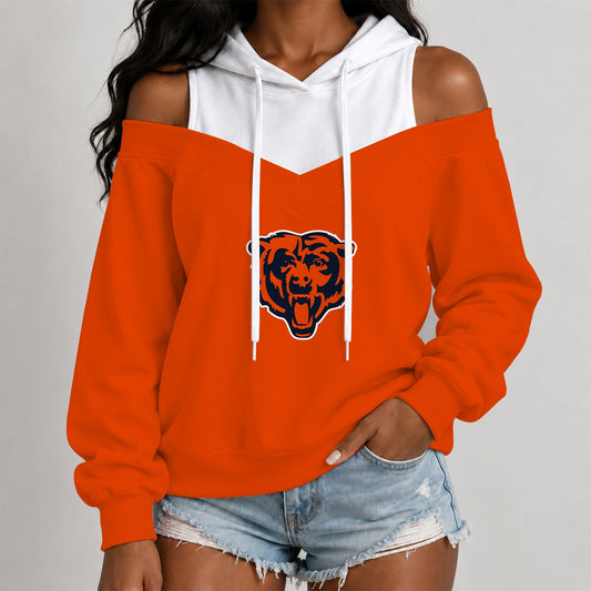 [TOUCHDOWN DEAL] NEW CUSTOMIZED NFL26 CCB THE BEARS WOMEN'S OFF-SHOULDER HOODIE