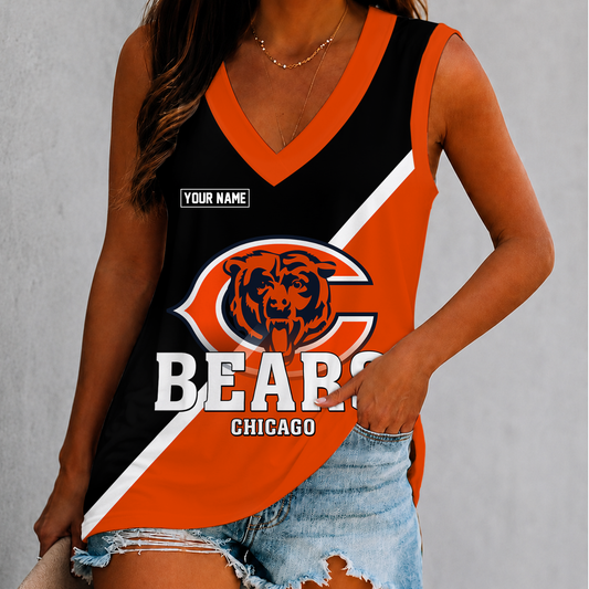 [TOUCHDOWN DEAL] NEW CUSTOMIZED NFL26 CCB CHICAGO BEARS WOMEN'S V-NECK TANK TOP