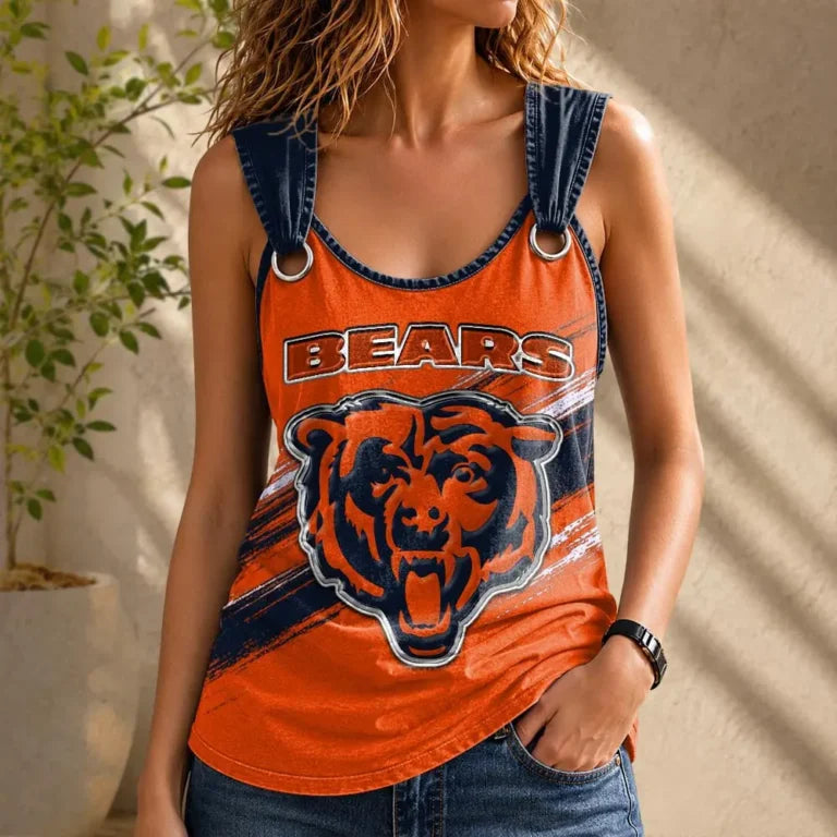 [TOUCHDOWN DEAL] NEW CUSTOMIZED NFL26 CCB CHICAGO BEARS O-RING SHOULDER TANK TOP