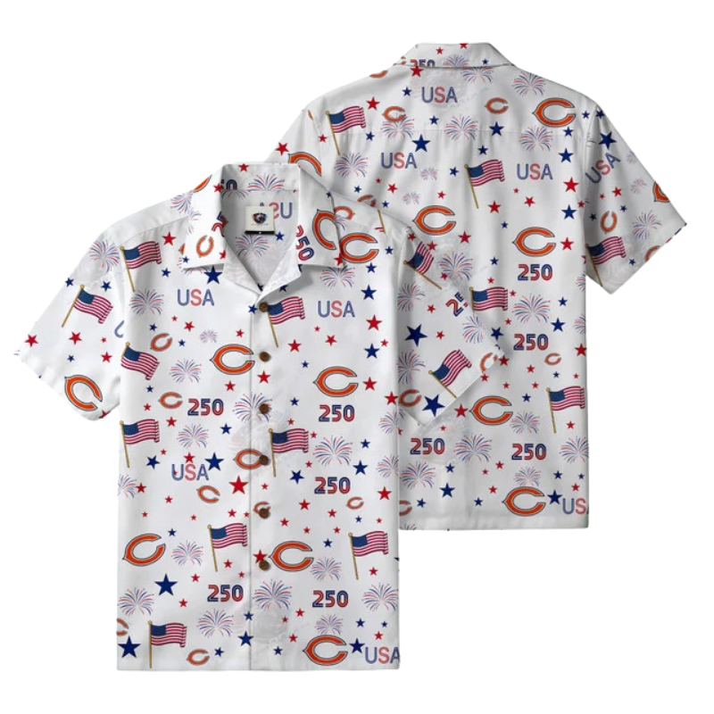 [TOUCHDOWN DEAL] NEW CUSTOMIZED NFL26 CCB CHICAGO BEARS PATRIOTIC 250 USA HAWAIIAN SHIRT
