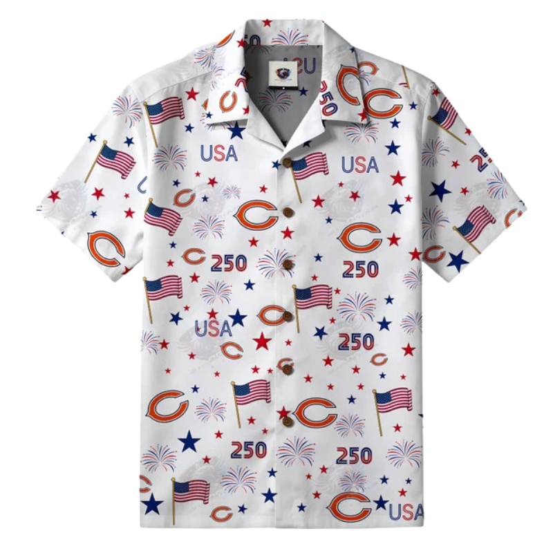 [TOUCHDOWN DEAL] NEW CUSTOMIZED NFL26 CCB CHICAGO BEARS PATRIOTIC 250 USA HAWAIIAN SHIRT