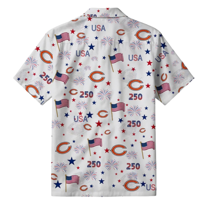 [TOUCHDOWN DEAL] NEW CUSTOMIZED NFL26 CCB CHICAGO BEARS PATRIOTIC 250 USA HAWAIIAN SHIRT