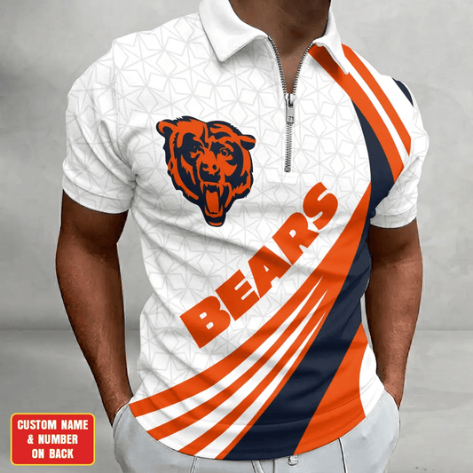 [TOUCHDOWN DEAL] NEW CUSTOMIZED NFL26 CCB CHICAGO BEARS ZIP POLO SHIRT