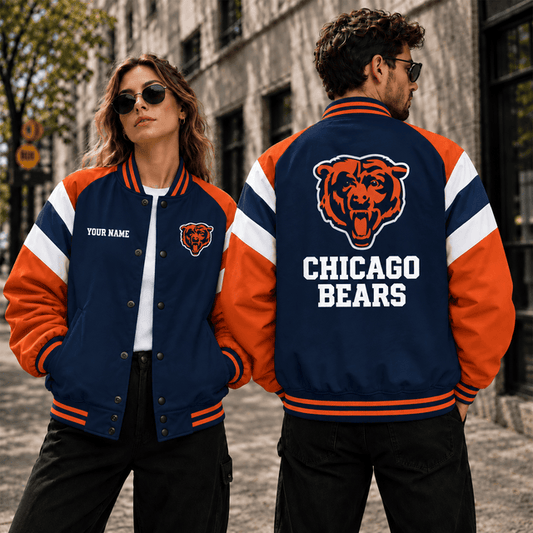 [TOUCHDOWN DEAL] NEW CUSTOMIZED NFL26 CCB CHICAGO BEARS SATIN VARSITY & BASEBALL JACKET