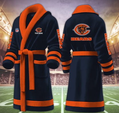 [TOUCHDOWN DEAL] NEW CUSTOMIZED NFL26 CCB CHICAGO BEARS MULTICOLOR FLEECE BATHROBE