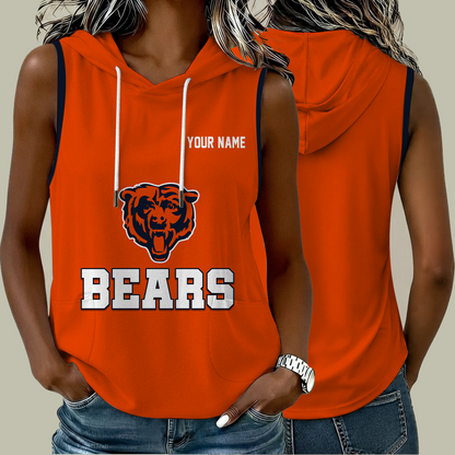 [TOUCHDOWN DEAL] NEW CUSTOMIZED NFL26 CCB CHICAGO BEARS WOMEN'S SLEEVELESS HOODED POCKET TANK TOP