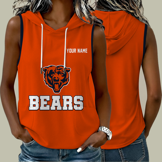 [TOUCHDOWN DEAL] NEW CUSTOMIZED NFL26 CCB CHICAGO BEARS WOMEN'S SLEEVELESS HOODED POCKET TANK TOP