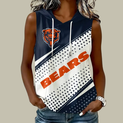 [TOUCHDOWN DEAL] NEW CUSTOMIZED NFL26 CCB CHICAGO BEARS WOMEN'S SLEEVELESS HOODED POCKET TANK TOP