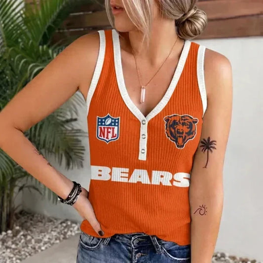 [TOUCHDOWN DEAL] NEW CUSTOMIZED NFL26 CCB CHICAGO BEARS WOMEN'S V-NECK TANK TOP
