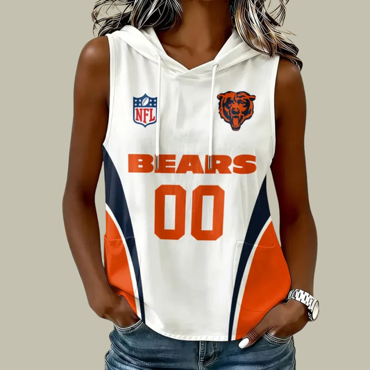 [TOUCHDOWN DEAL] NEW CUSTOMIZED NFL26 CCB CHICAGO BEARS WOMEN'S SLEEVELESS HOODED POCKET TANK TOP