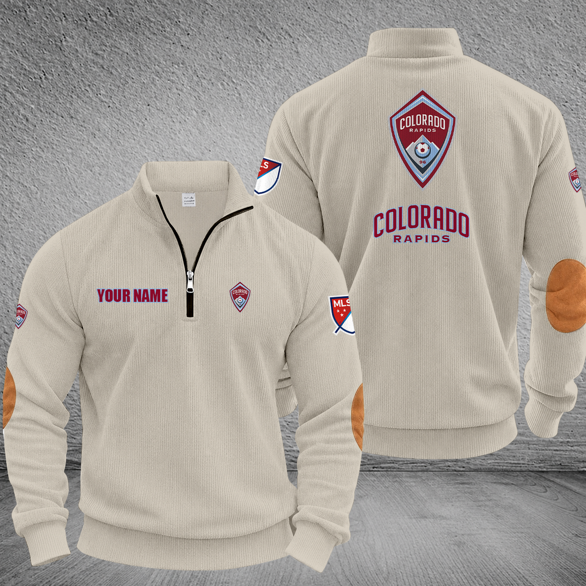 [GOAL DEAL] NEW CUSTOMIZED MLS26 CLR COLORADO RAPIDS MULTICOLOR STRIPED QUATER ZIP SWEATSHIRT