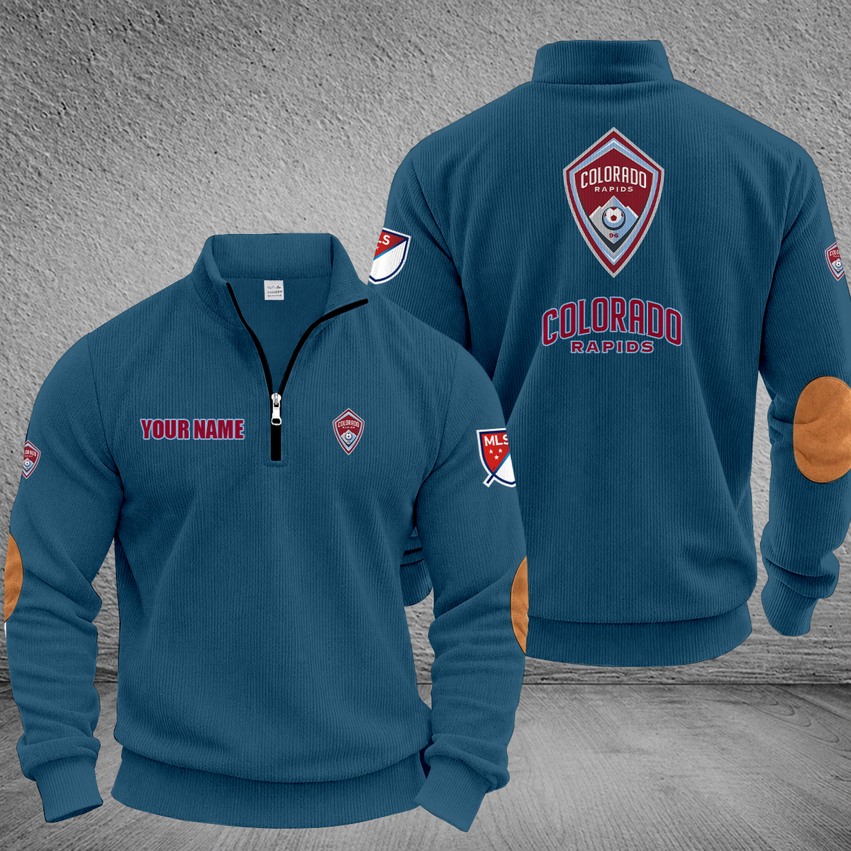 [GOAL DEAL] NEW CUSTOMIZED MLS26 CLR COLORADO RAPIDS MULTICOLOR STRIPED QUATER ZIP SWEATSHIRT