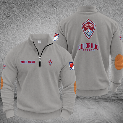 [GOAL DEAL] NEW CUSTOMIZED MLS26 CLR COLORADO RAPIDS MULTICOLOR STRIPED QUATER ZIP SWEATSHIRT