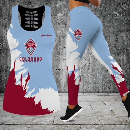 [GOAL DEAL] NEW CUSTOMIZED MLS26 CLR COLORADO RAPIDS HOLLOW TANK TOP & LEGGINGS SET