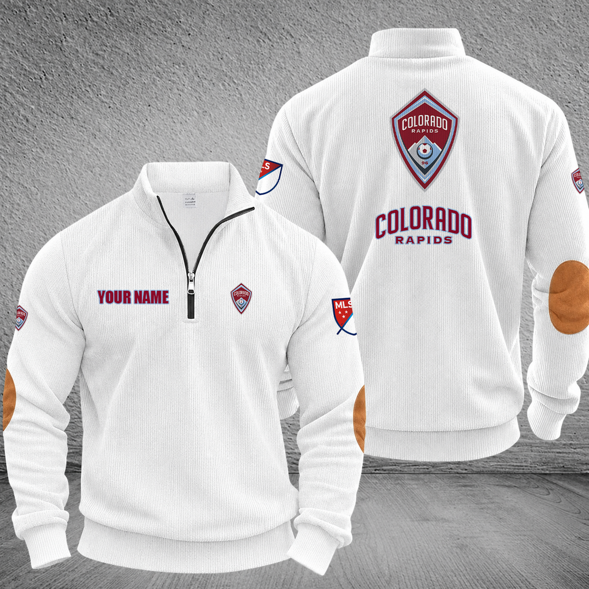 [GOAL DEAL] NEW CUSTOMIZED MLS26 CLR COLORADO RAPIDS MULTICOLOR STRIPED QUATER ZIP SWEATSHIRT