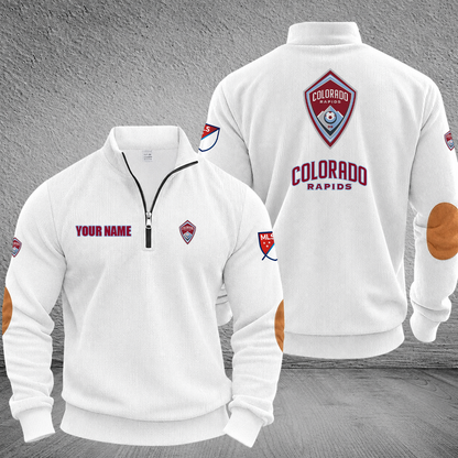 [GOAL DEAL] NEW CUSTOMIZED MLS26 CLR COLORADO RAPIDS MULTICOLOR STRIPED QUATER ZIP SWEATSHIRT