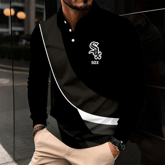 [HOMERUN DEAL] NEW CUSTOMIZED MLB26 CWS CHICAGO WHITE SOX MEN'S LONG SLEEVE POLO