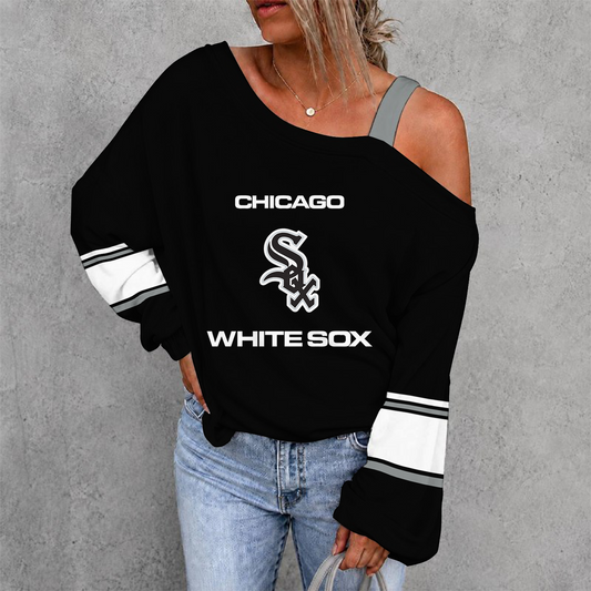 [HOMERUN DEAL] NEW CUSTOMIZED MLB26 CWS CHICAGO WHITE SOX WOMEN'S OFF-SHOULDER LONG SLEEVE SHIRT
