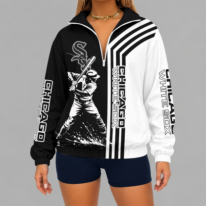 [HOMERUN DEAL] NEW CUSTOMIZED MLB26 CWS CHICAGO WHITE SOX V-NECK ZIPPER SWEATSHIRT JACKET