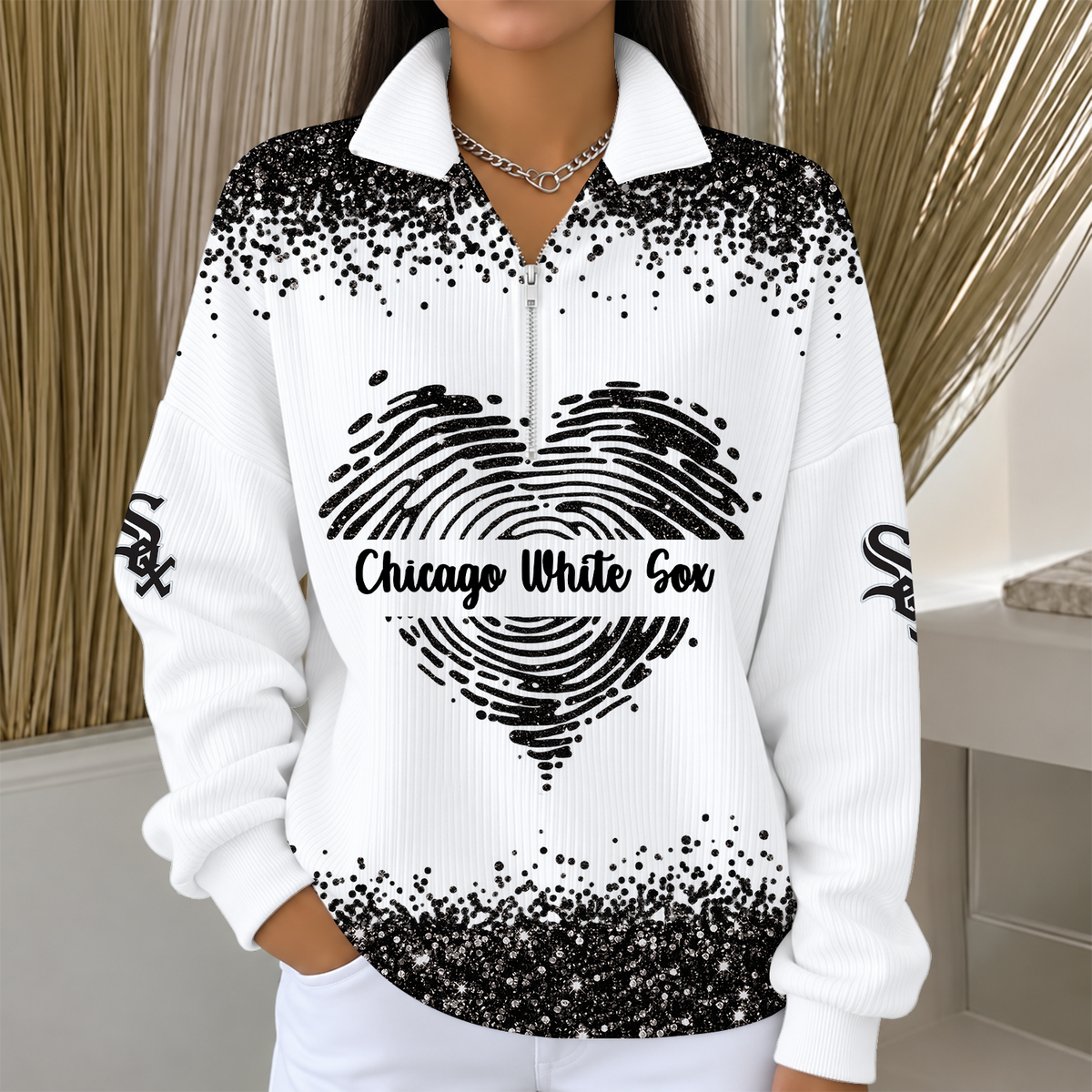 [HOMERUN DEAL] NEW CUSTOMIZED MLB26 CWS THE WHITE SOX QUARTER ZIP RIBBED SWEATER