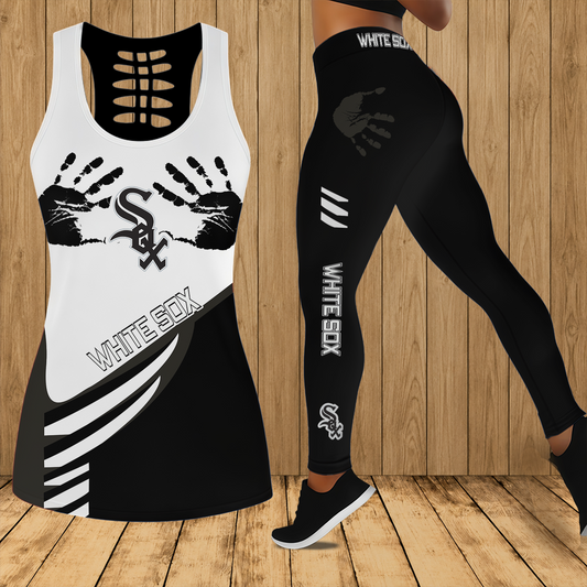 [HOMERUN DEAL] NEW CUSTOMIZED MLB26 CWS CHICAGO KHAKI SOX HOLLOW TANK TOP & LEGGINGS SET
