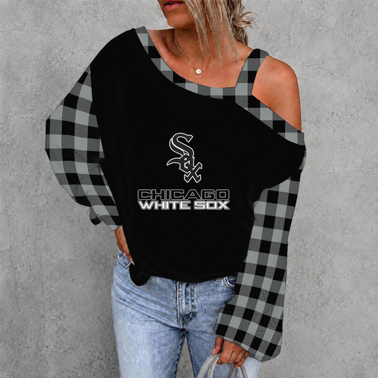 [HOMERUN DEAL] NEW CUSTOMIZED MLB26 CWS CHICAGO WHITE SOX WOMEN'S OFF-SHOULDER LONG SLEEVE SHIRT