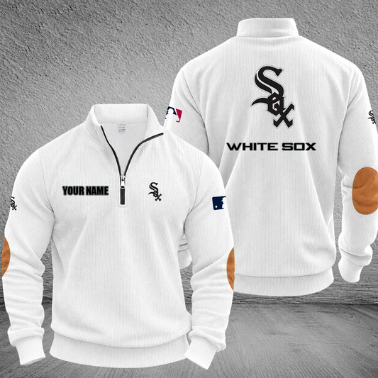 [HOMERUN DEAL] NEW CUSTOMIZED MLB26 CWS CHICAGO WHITE SOX MULTICOLOR STRIPED QUATER ZIP SWEATSHIRT