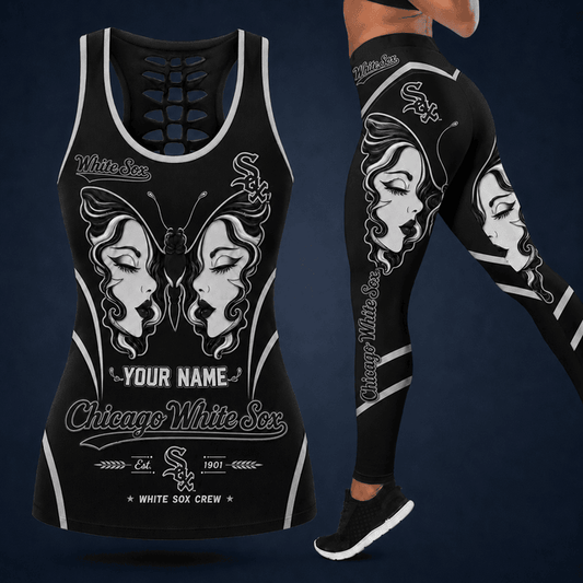 [HOMERUN DEAL] NEW CUSTOMIZED MLB26 CWS CHICAGO WHITE SOX HOLLOW TANK TOP & LEGGINGS SET
