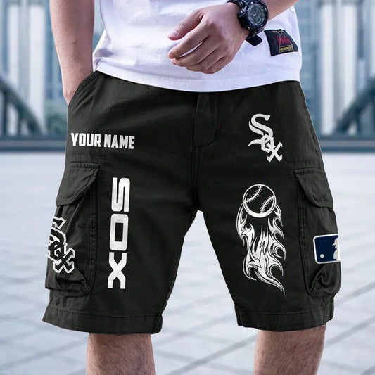 [HOMERUN DEAL] NEW CUSTOMIZED MLB26 CWS CHICAGO WHITE SOX MEN'S CARGO SHORTS