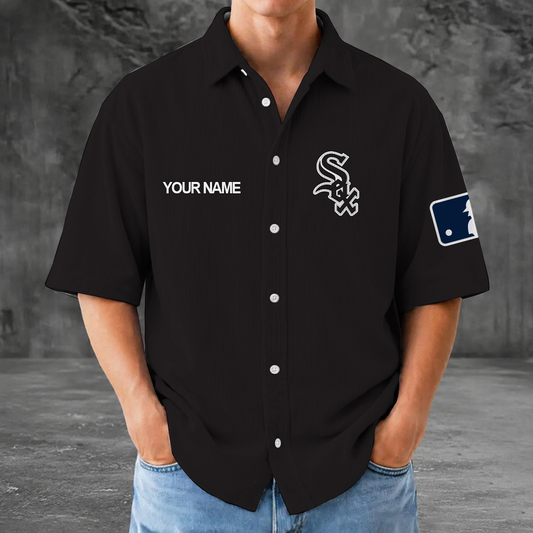 [HOMERUN DEAL] NEW CUSTOMIZED MLB26 CWS CHICAGO WHITE SOX SEERSUCKER BUTTON SHIRT