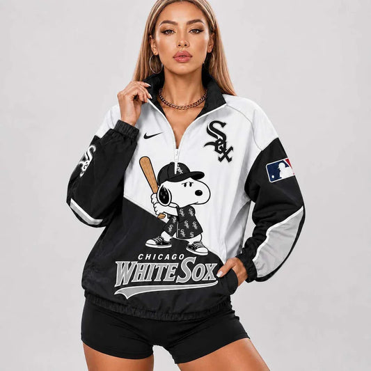[HOMERUN DEAL] NEW CUSTOMIZED MLB26 CWS CHICAGO WHITE SOX V-NECK ZIPPER SWEATSHIRT JACKET