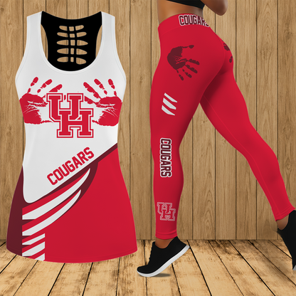 [SLAM DUNK DEAL] NEW CUSTOMIZED NCAA MAM26 HOC HOUSTON COUGARS STRAPPY HOLLOW TANK TOP & LEGGINGS SET