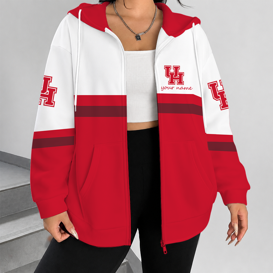 [FAN FAVORITE] NEW CUSTOMIZED NCAA MAM26 HOC HOUSTON COUGARS STRAPPY ZIP HOODIE