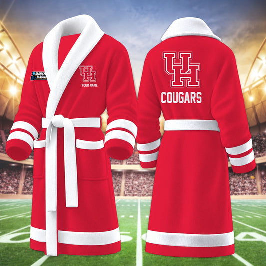 [SLAM DUNK DEAL] NEW CUSTOMIZED NCAA MAM26 HOC HOUSTON COUGARS MULTICOLOR FLEECE BATHROBE