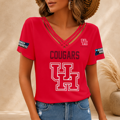 [SLAM DUNK DEAL] NEW CUSTOMIZED NCAA MAM26 HOC HOUSTON COUGARS V-NECK SHIRT