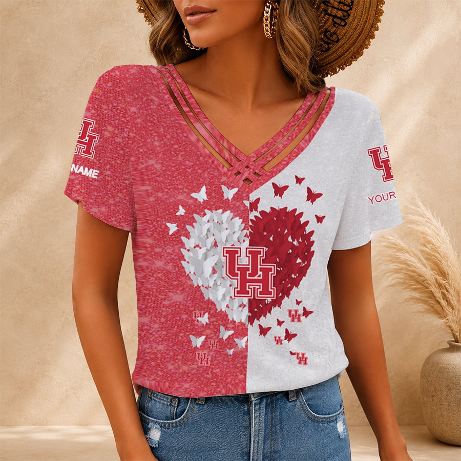 [SLAM DUNK DEAL] NEW CUSTOMIZED NCAA MAM26 HOC HOUSTON COUGARS V-NECK SHIRT