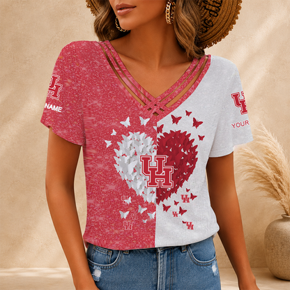 [SLAM DUNK DEAL] NEW CUSTOMIZED NCAA MAM26 HOC HOUSTON COUGARS V-NECK SHIRT