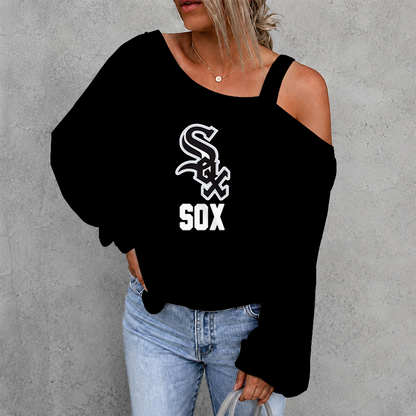 [HOMERUN DEAL] NEW CUSTOMIZED MLB26 CWS CHICAGO WHITE SOX WOMEN'S OFF-SHOULDER LONG SLEEVE SHIRT