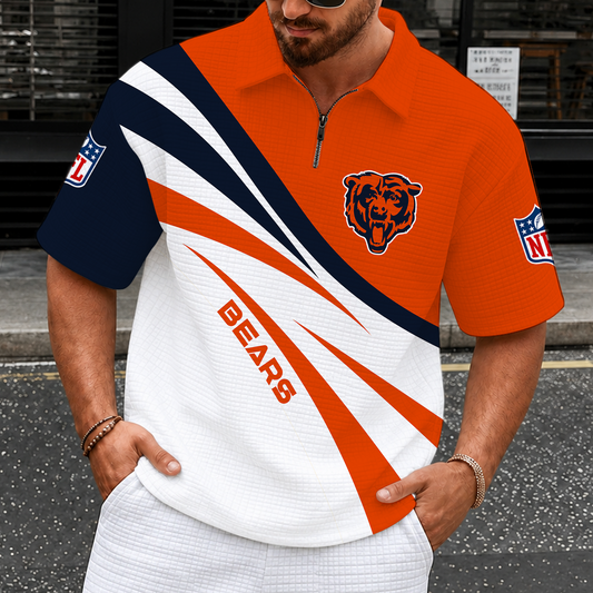 [TOUCHDOWN DEAL] NEW CUSTOMIZED NFL26 CCB CHICAGO BEARS QUARTER-ZIP POLO SHIRT