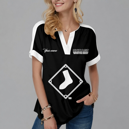 [HOMERUN DEAL] NEW CUSTOMIZED MLB26 CWS CHICAGO WHITE SOX V-NECK FEMALE SHIRT