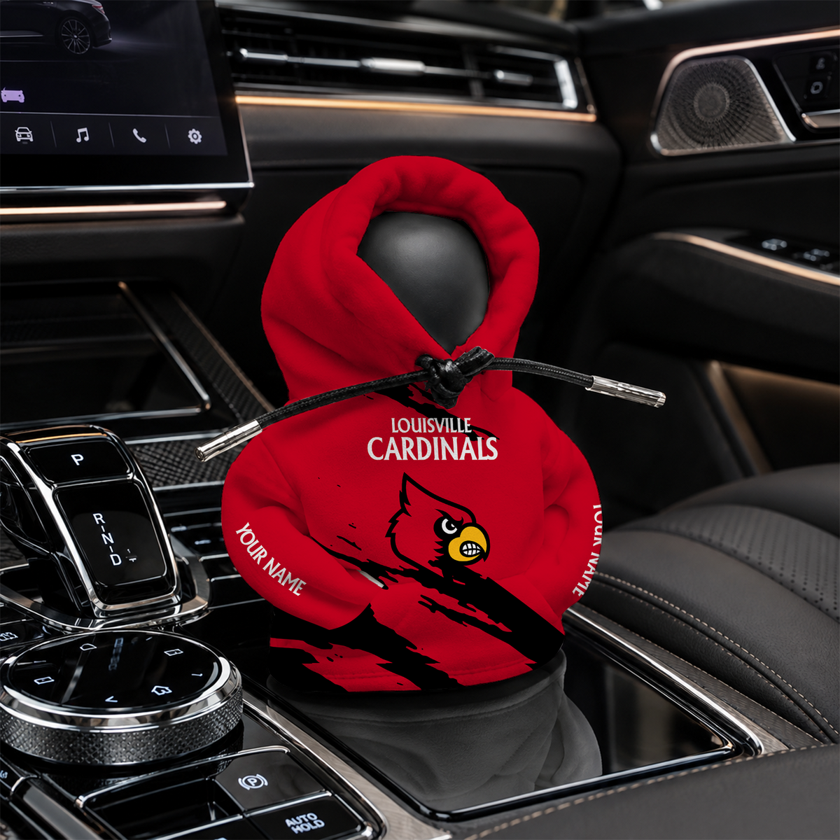 [HOMERUN DEAL] NEW CUSTOMIZED NCAA CWS26 ULC LOUISVILLE CARDINALS AUTOMOTIVE HOODIE SHIFT KNOB COVER