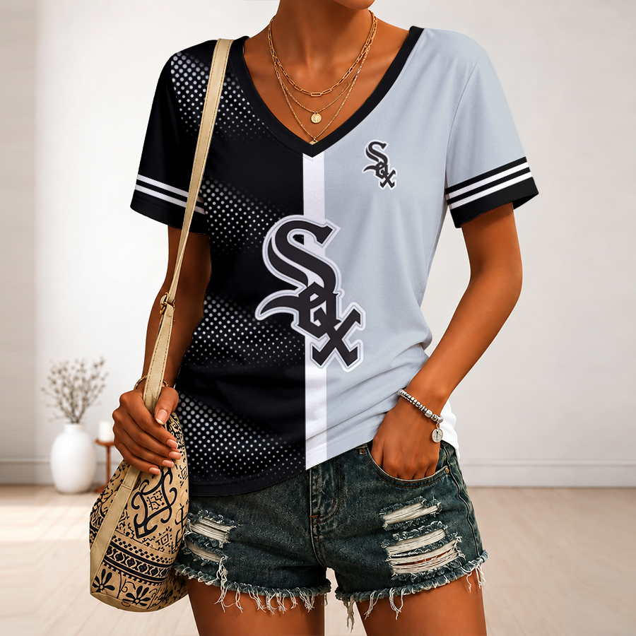 [HOMERUN DEAL] NEW CUSTOMIZED MLB26 CWS CHICAGO WHITE SOX V-NECK FEMALE SHIRT