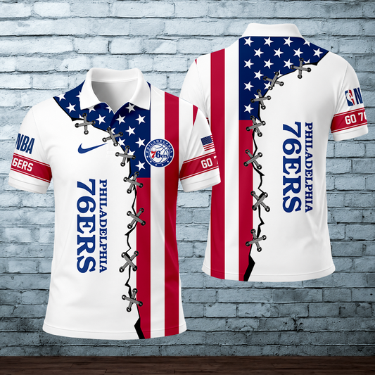 [HOT DEAL] NEW CUSTOMIZED NBA26 P76 PHILADELPHIA 76ERS POLO SHIRT