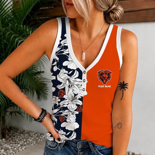 [TOUCHDOWN DEAL] NEW CUSTOMIZED NFL26 CCB CHICAGO BEARS WOMEN'S V-NECK TANK TOP