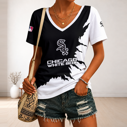 [HOMERUN DEAL] NEW CUSTOMIZED MLB26 CWS CHICAGO WHITE SOX V-NECK FEMALE SHIRT